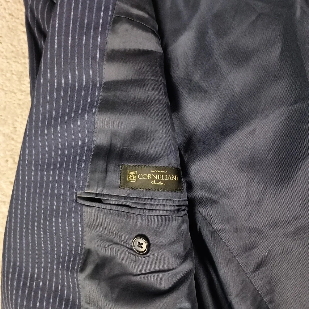 CORNELIANI Mantua Suit Super 130's 42R 36W Virgin Wool Navy Blue Pinstripe - Picture 8 of 16